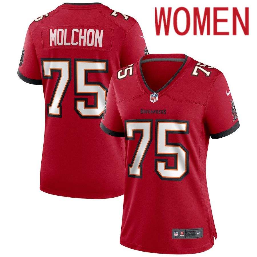 Women Tampa Bay Buccaneers #75 John Molchon Nike Red Game NFL Jersey->women nfl jersey->Women Jersey